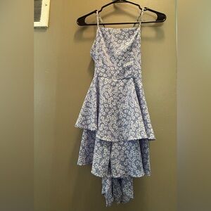 Floral Blue and White Layered Romper MEDIUM